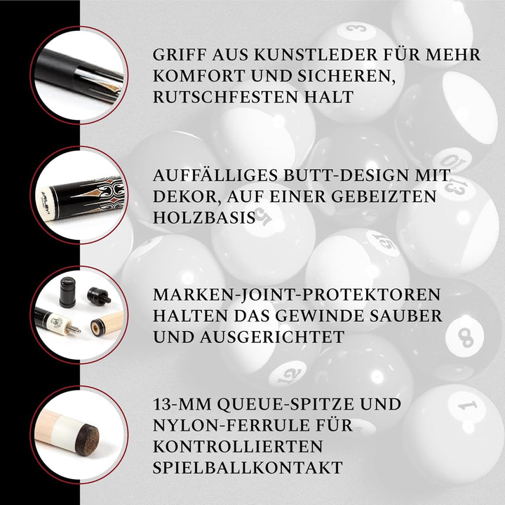 Riley Centurion American Billardqueue mit Kunstledergriff, 147 cm, 13 mm Spitze (P4C) P5C - nur Queu
