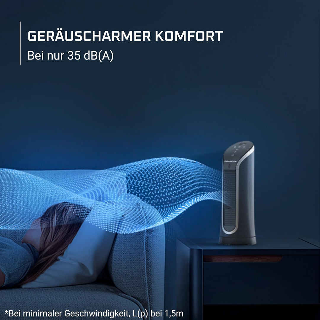 Rowenta Eole Compact Turmventilator, Schwarz, VU6220F0 Turmventilator Tisch - 6 Geschwindigkeitsstuf