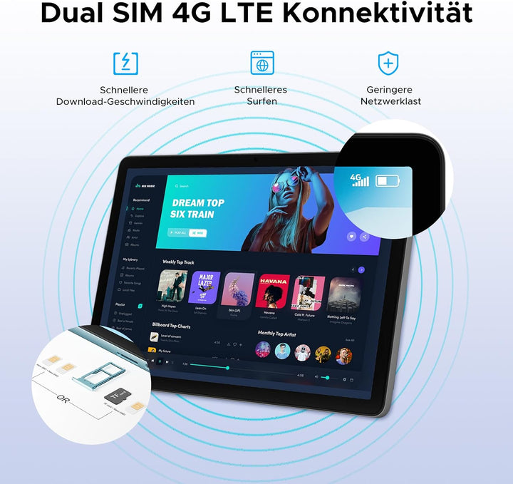 DOOGEE Tab G6 Android 16 Tablet 11 Zoll, 30GB RAM + 256GB ROM Tablet mit SIM Card Slot, 90Hz Display