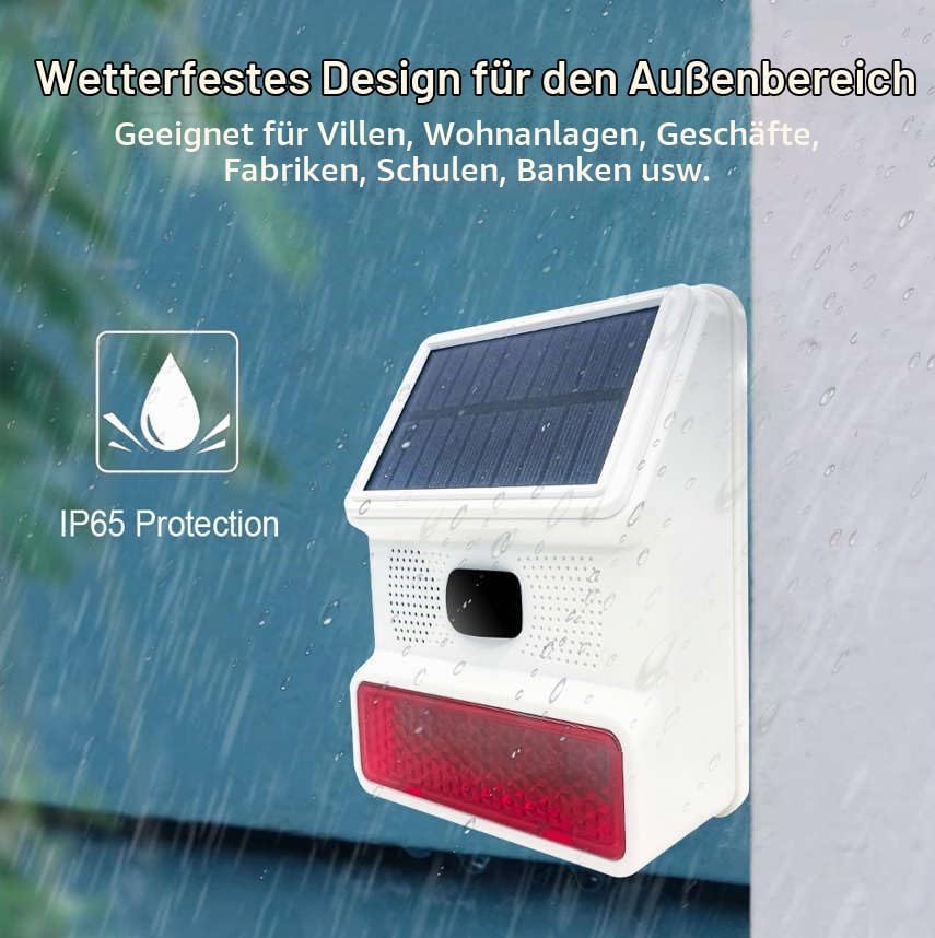 HXA523 Solar Ausensirene – Drahtlos, Kompatibel mit HUXGO Smart Home Sicherheitsystemen mit Solarpan