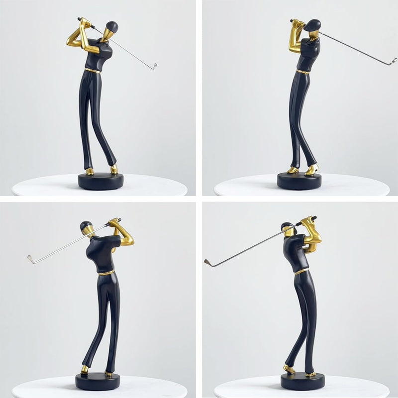 Amoy-Art Golfer Figuren Statue Modern Dekor Skulptur Wohnzimmer Kunst Golfspieler Arts Polyresin Sch