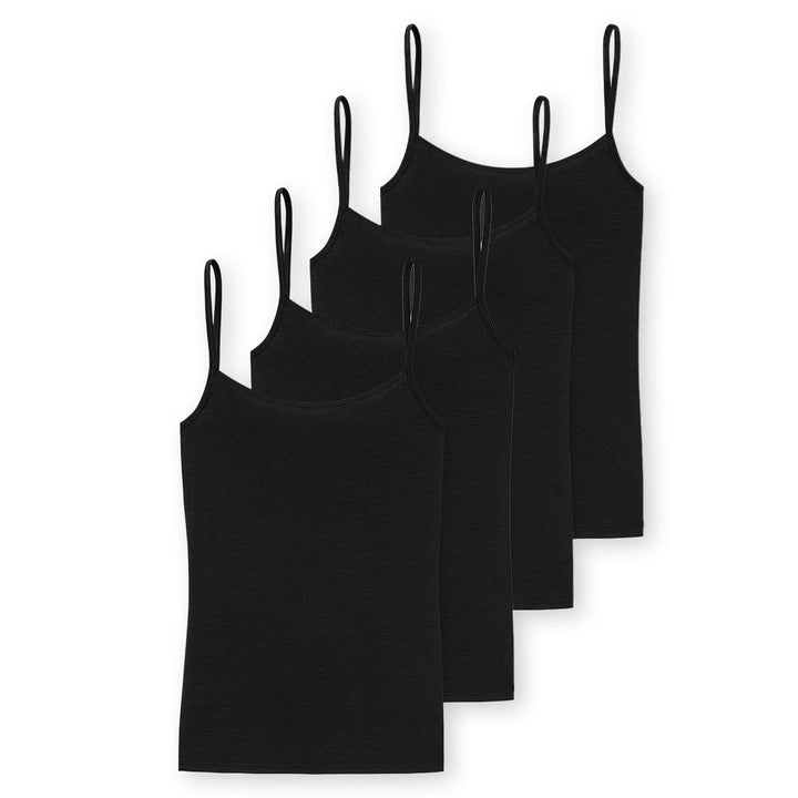 Schiesser Damen 2 PACK Spaghettitop Unterhemd - Modal Essentials, 4 X Schwarz