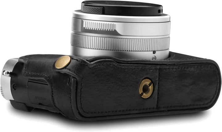 MegaGear MG1603 Leica D-Lux 7 Ever Ready Echtleder Kamera-Halbtasche mit Trageriemen - Schwarz, Schw