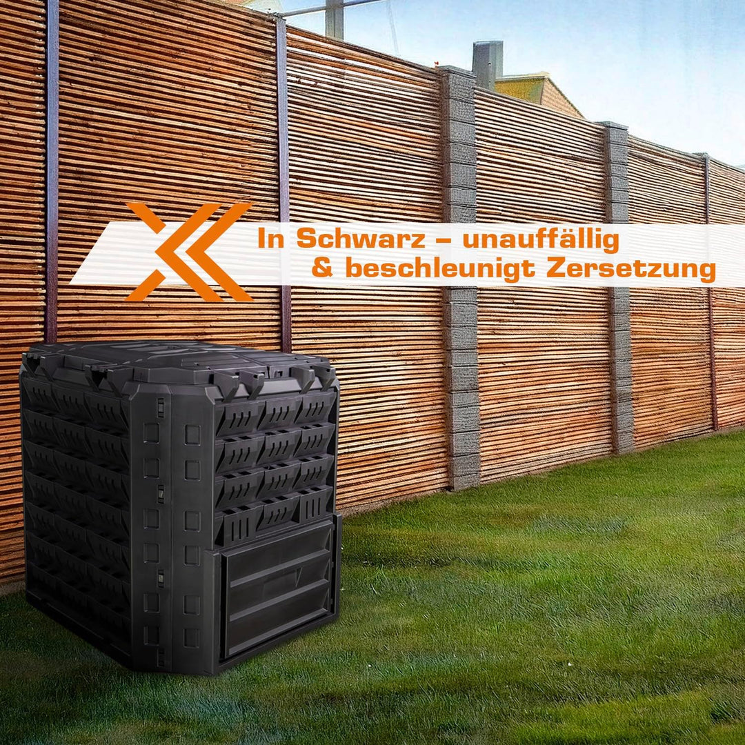 Schnellkomposter Garten Komposter 310L Thermokomposter in Schwarz Gartenkomposter aus Kunststoff Sch