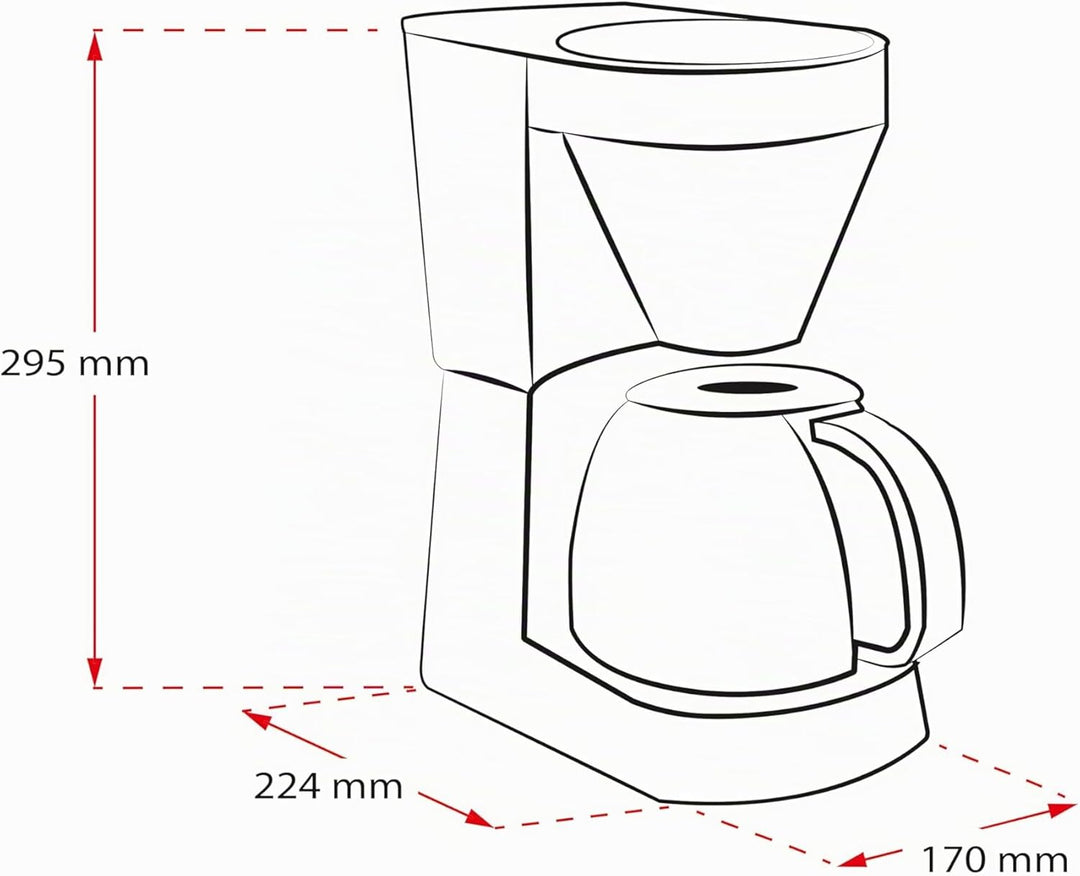 Melitta Easy Filter Kaffeebereiter mit Glaskanne, Fassungsvermögen 10 Tassen (125 ml), Schwarz Schwa