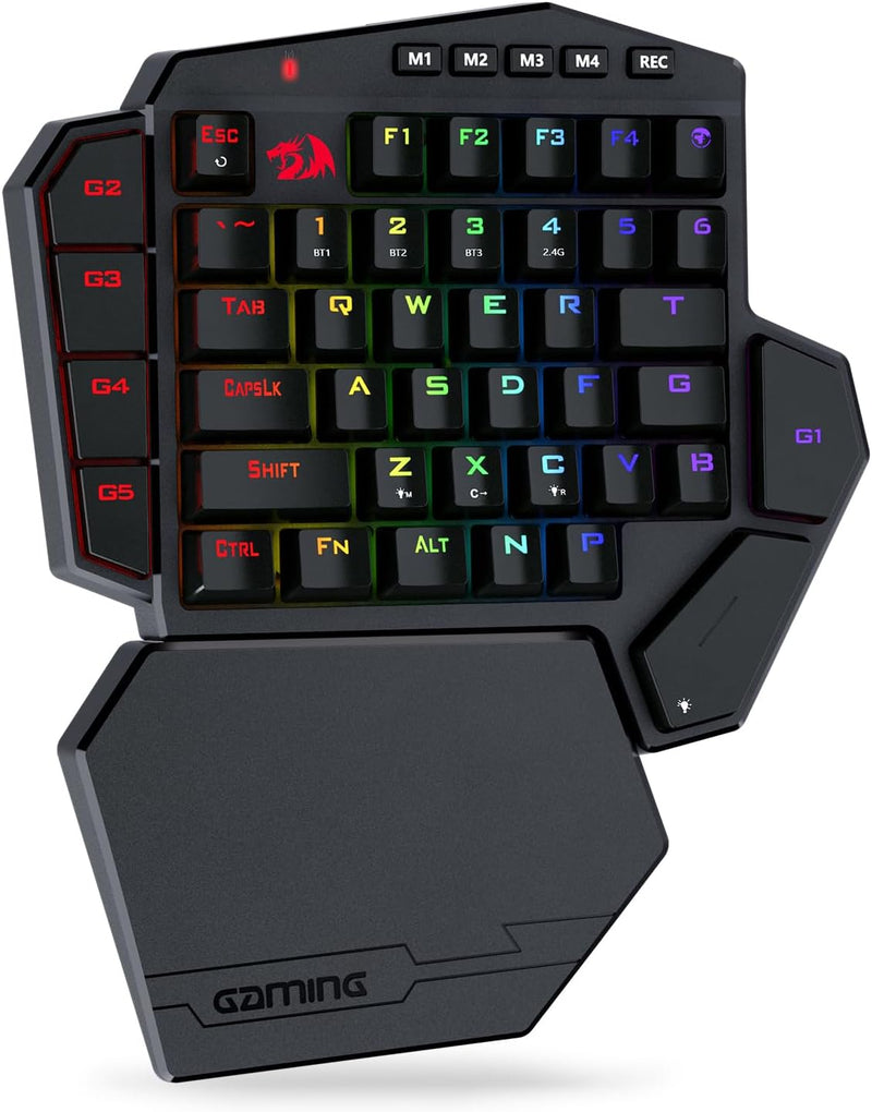 Redragon K585 DITI Drahtlose mechanische Einhandtastatur, Braune Schlter, 42 Tasten 2.4Ghz RGB 40% G