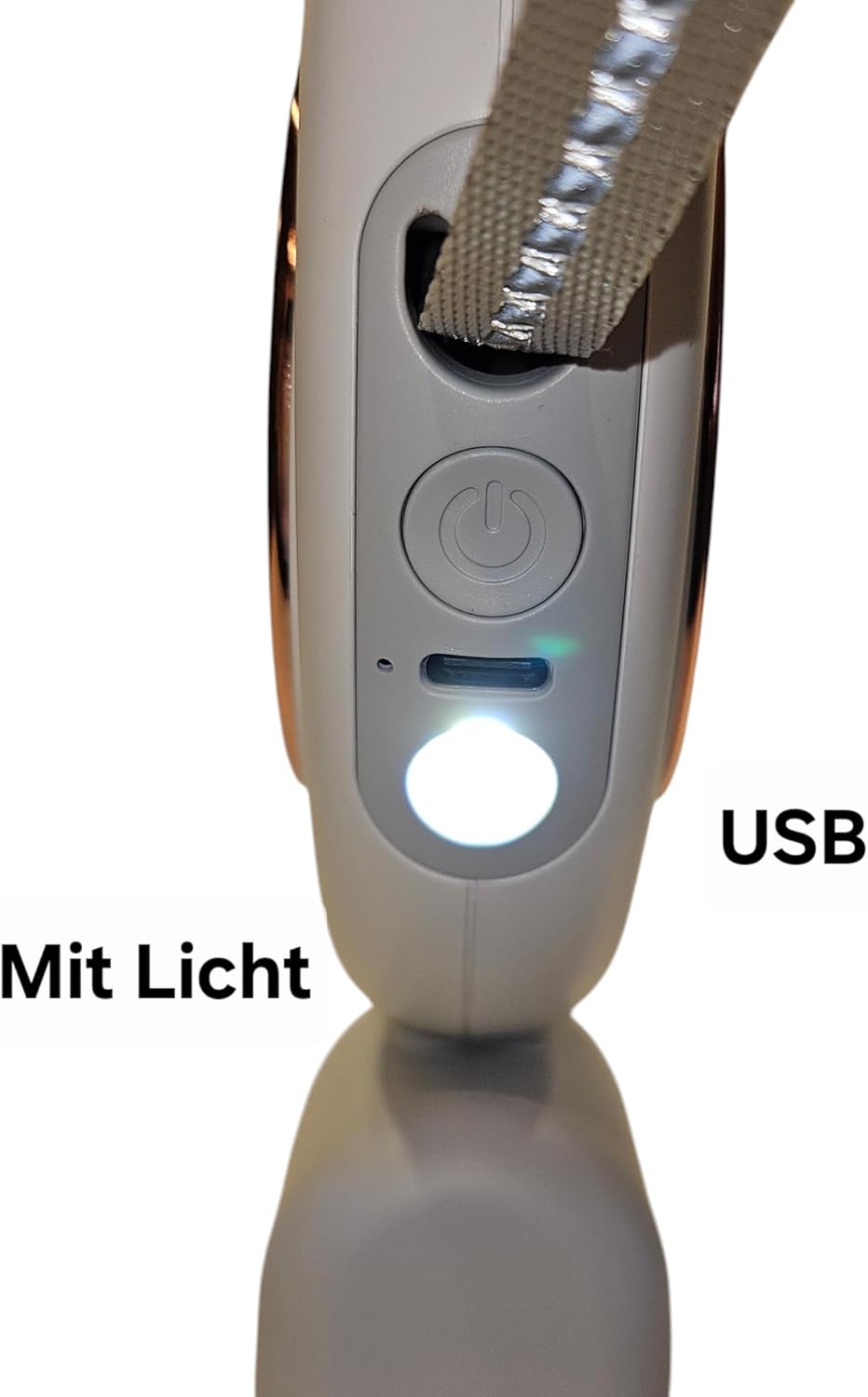 Hundeleine mit Licht LED,edel,elegant,3m, Kotbeutelhalter,Reflektoren bessere Sichtbarkeit, weiss/ro