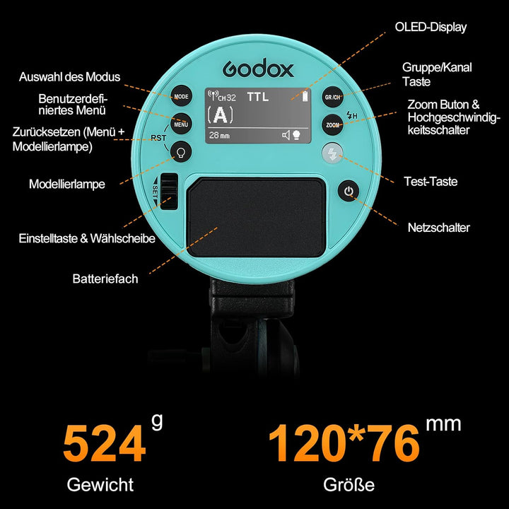 GODOX Blue AD100Pro it Strobe Light Photography,100Ws 2.4G Wireless HSS 1/8000s Outdoor Flash Light,