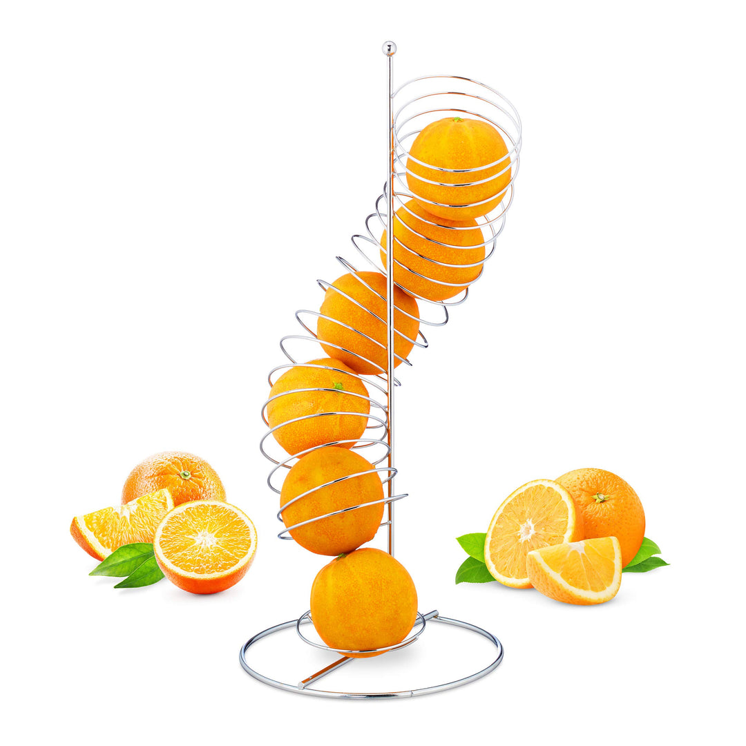 Relaxdays 10 x Obsthalter Spirale Metall, Korb für Orangen und Äpfel, Platz für 7 Stück, HxBxT 48 x