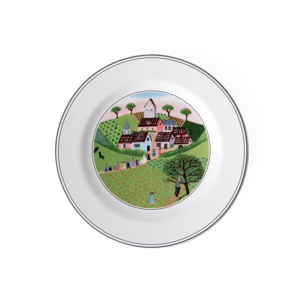 Villeroy und Boch Design Naif Brotteller "Heirat", 17 cm, Premium Porzellan, Weiss/Bunt Brotteller 1