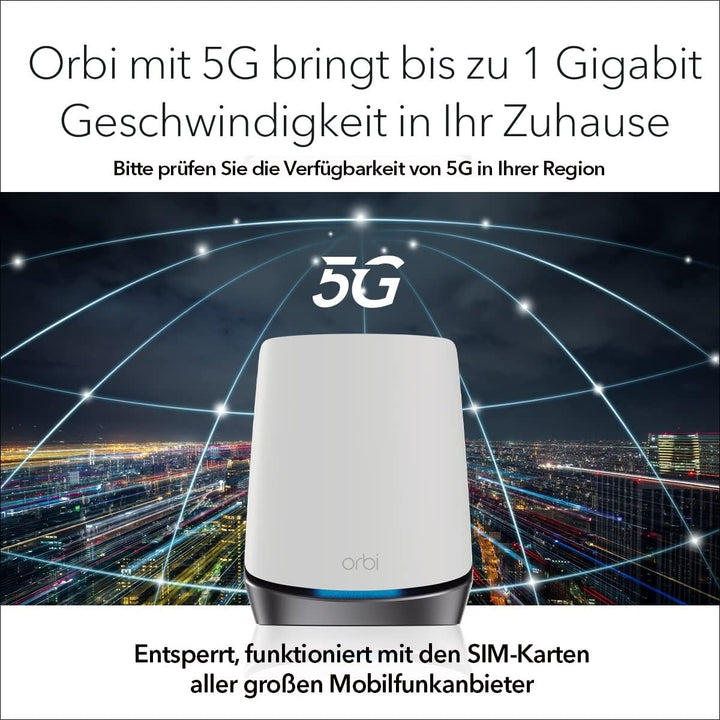 NETGEAR Orbi NBK752 5G LTE WiFi 6 WLAN Mesh System (5G Funknetz Homespot Set bis 350 m² Abdeckung un
