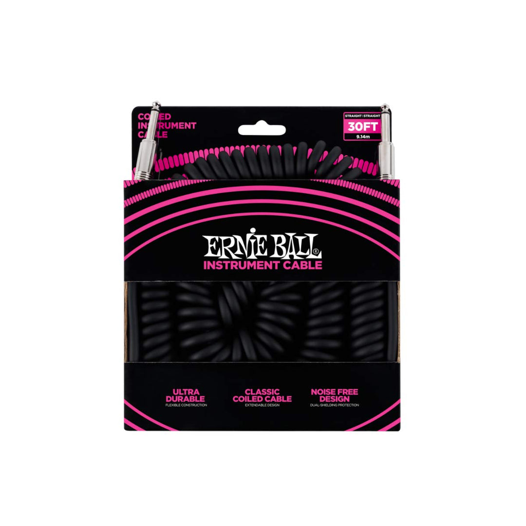Ernie Ball Spiralkabel, gerade/gerade, 9,14 m, Schwarz 9,14 m Schwarz, 9,14 m Schwarz