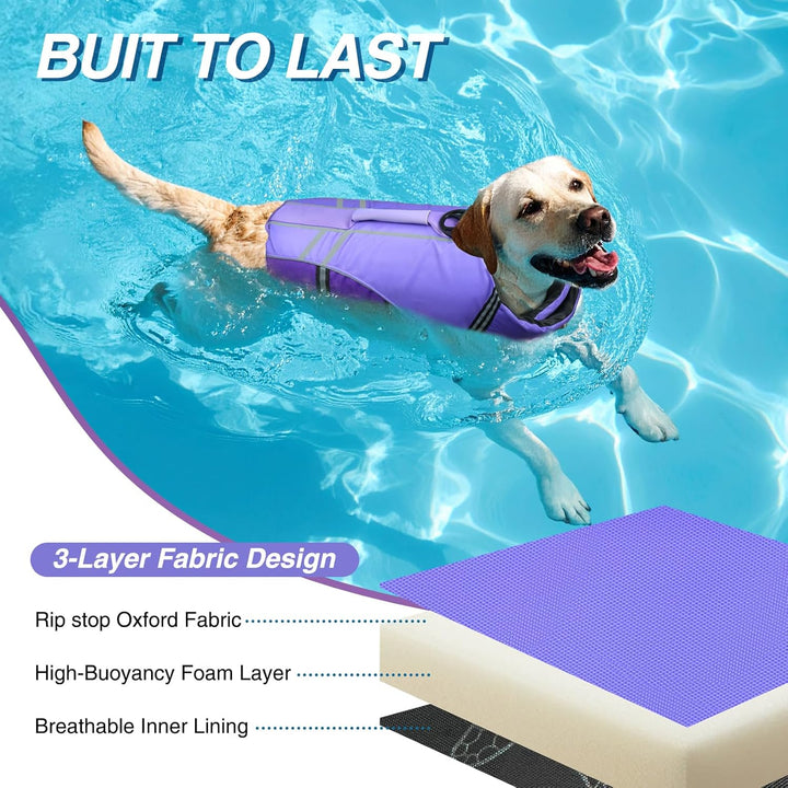 VIVAGLORY Sports Style Schwimmweste Hund, Hundeschwimmweste für Bootfahren, Auftrieb & Schwimmhilfe,