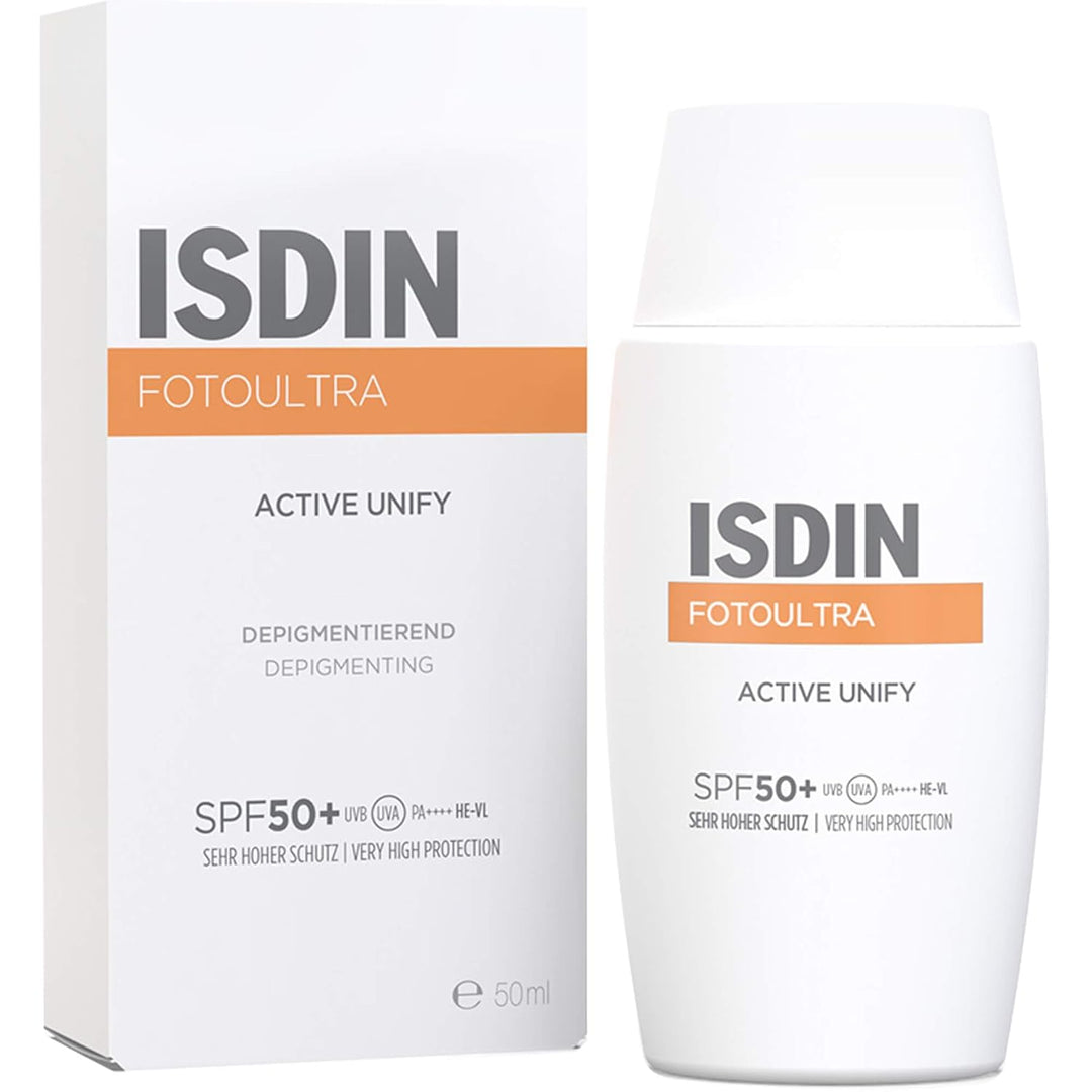 ISDIN FotoUltra Active Unify LSF 50+, Hellt auf und vereinheitlicht den Hautton, Sonnencreme mit dre
