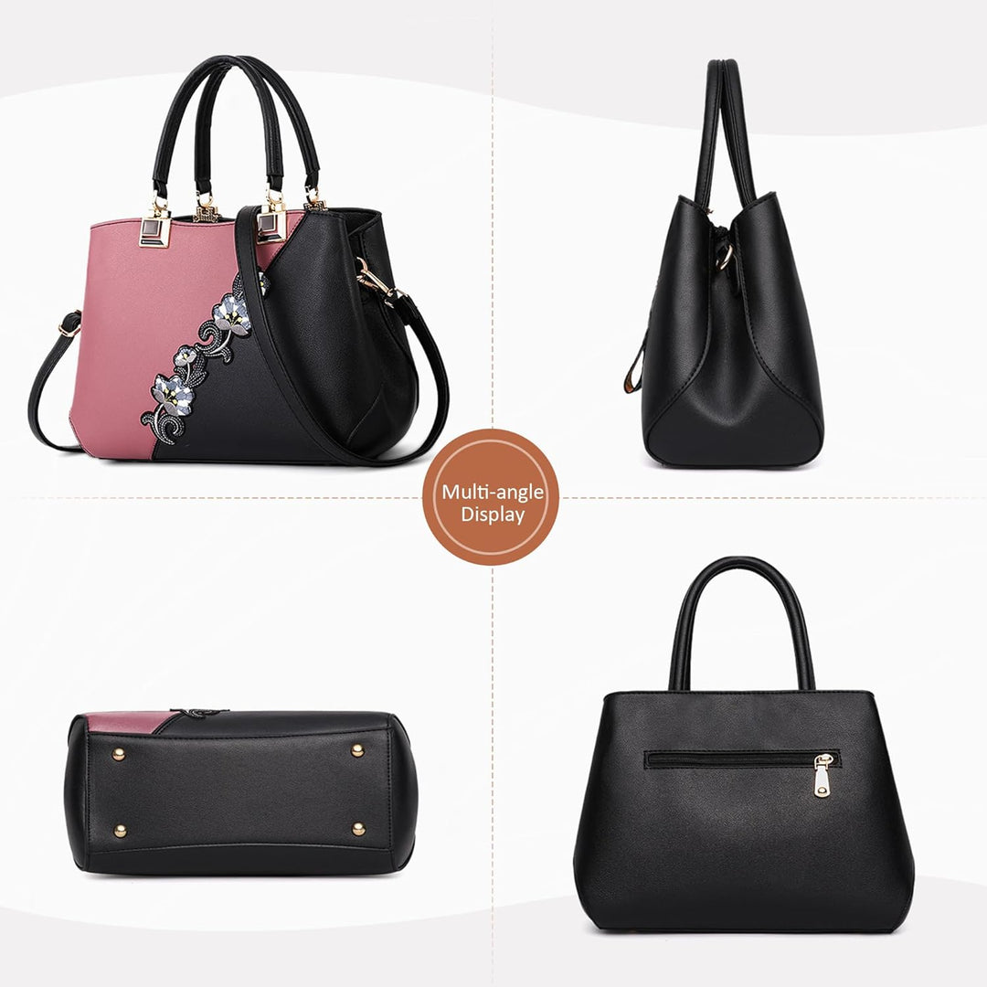 DIRRONA Damen Handtasche Mode Blumenmuster Schulterbeutel Grosse Kapazität Umhängetasche Casual Reis