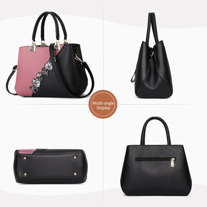DIRRONA Damen Handtasche Mode Blumenmuster Schulterbeutel Grosse Kapazität Umhängetasche Casual Reis