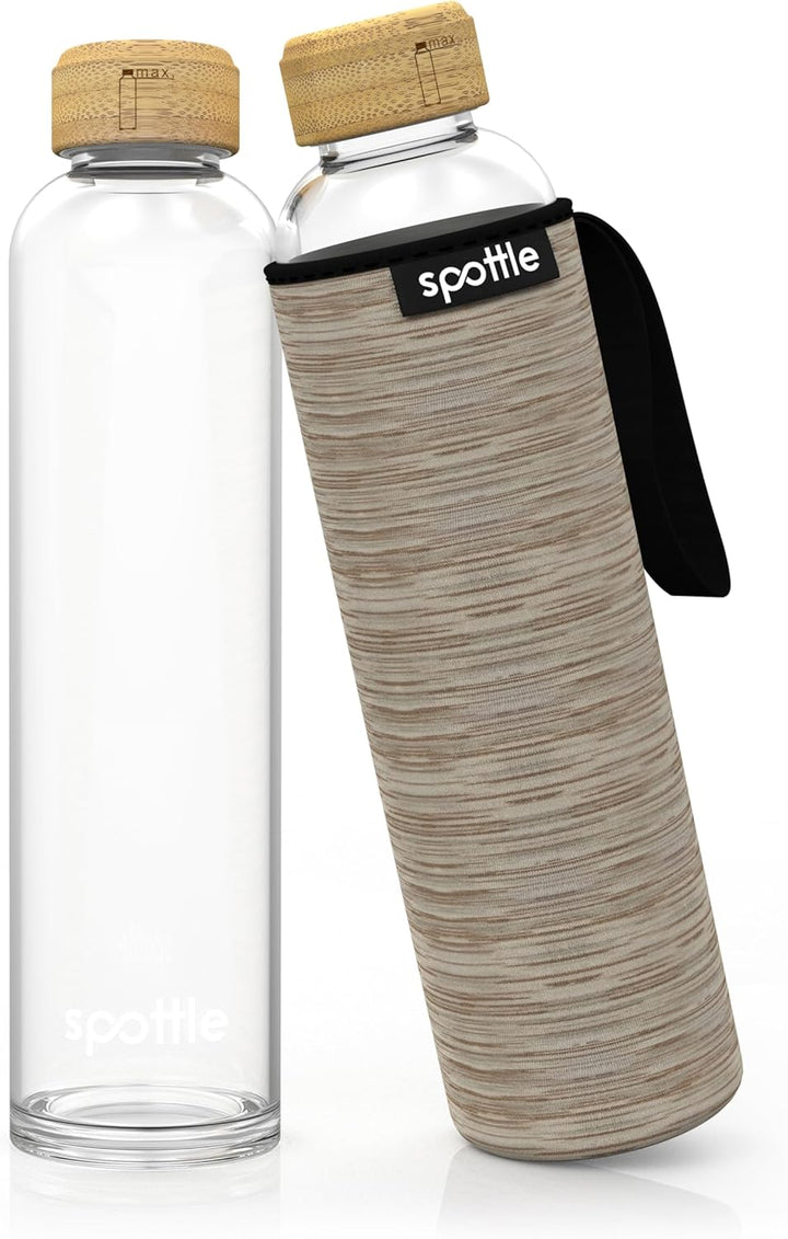 spottle Trinkflasche aus Glas 1l - Glasflasche 500ml - 750ml - 1 liter mit Neoprenhülle/Schutzhülle