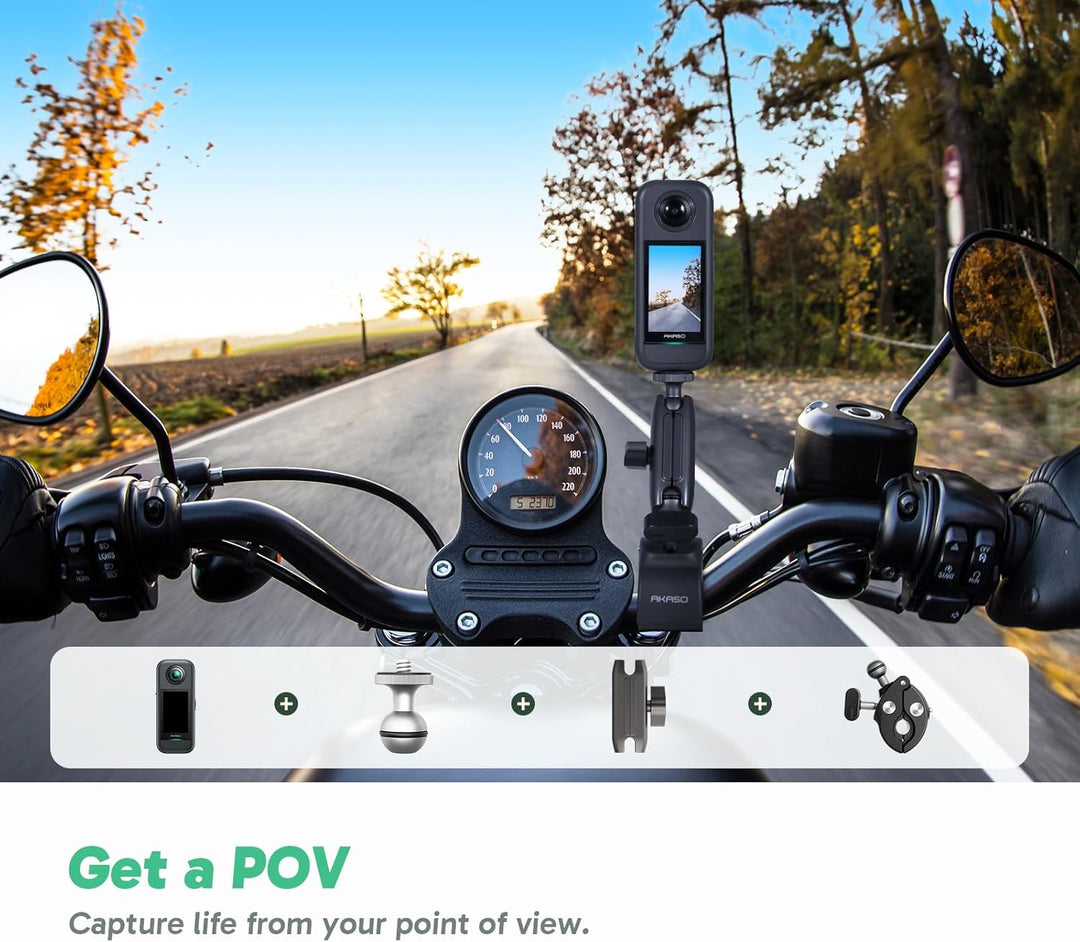 AKASO 360 Moto Pack – Action Cam 360 ° in 5,7 K, Foto 72 MP, Dual-Sensor 1/2 Zoll 48 MP, 360 ° Horiz