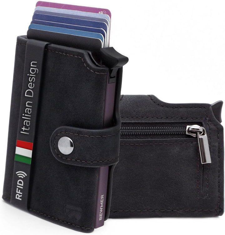 BEWMER 2 Shielded | Herren und Damen Slim Wallet mit RFID-Schutz Anti-Cloning | Kartenetui mit Münzf