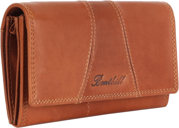 Benthill Portemonnaie Damen Leder - Hochwertige weiche Vintage Echtleder Damen Geldbörse mit RFID Sc