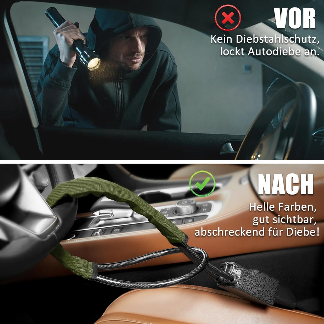 Tevlaphee Lenkradkralle Aufgerüstetes, Lenkradschloss für Auto, Metallkopf, Sichtbares Auto-Diebstah