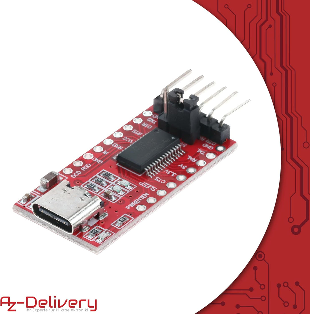 AZDelivery 5X USB-C zu TTL Serial Adapter für 3,3V und 5V kompatibel mit FT232RL kompatibel mit Ardu