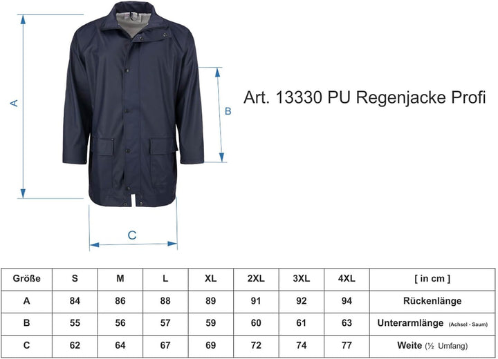 modAS Unisex PU-Regenanzug Profi - Set aus Regenjacke und Regenhose winddicht wasserdicht S Navy, S
