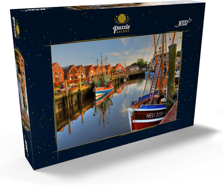 Fischerhafen mit Krabbenkuttern im Abendlicht, Neuharlingersiel, Ostfriesland - Premium 1000 Teile P