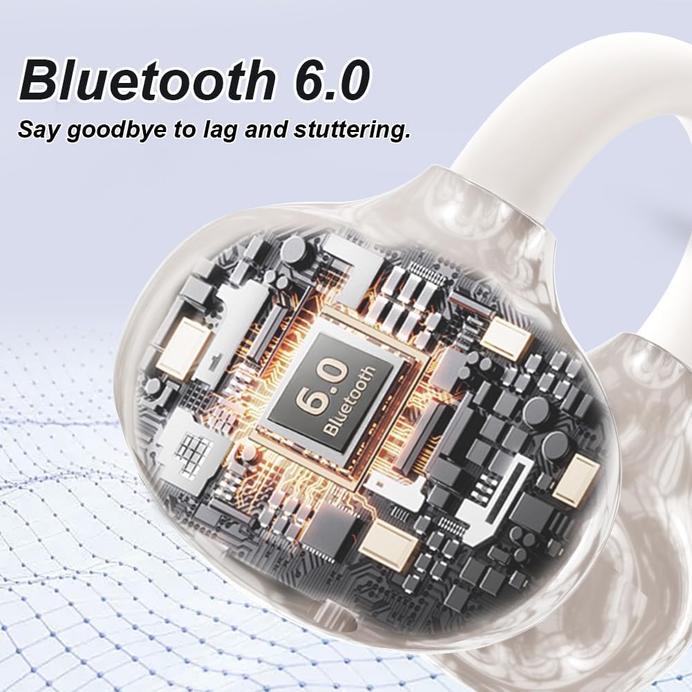 Clip-on Open-Ear Bluetooth-Kopfhörer Wireless,Bluetooth 6.0,60 Stunden Ultra-Lange Akkulaufzeit,Komf