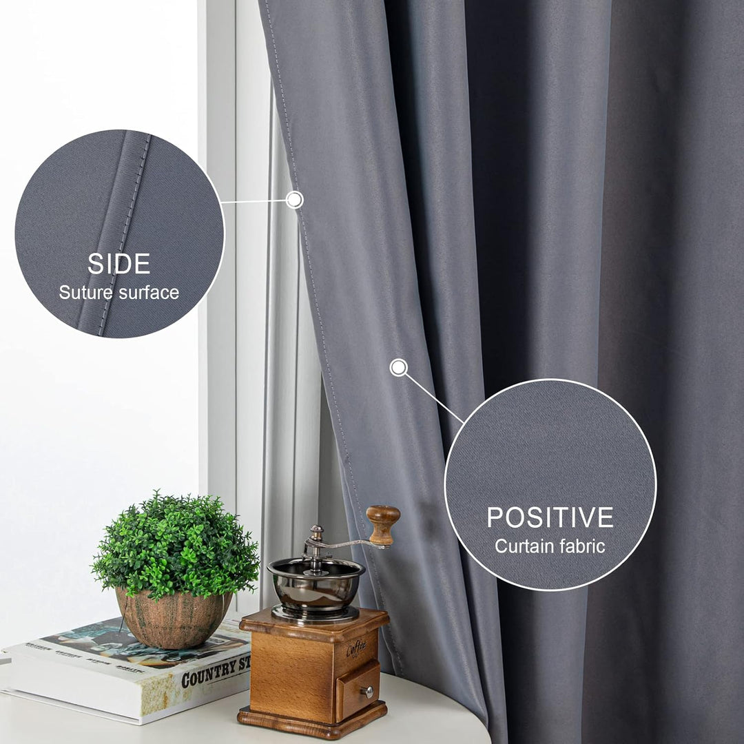 Topfinel Gardinen Mit Ösen Outdoor Vorhang Blickdicht Grau Verdunklungsgardine Fenster Blackout Curt