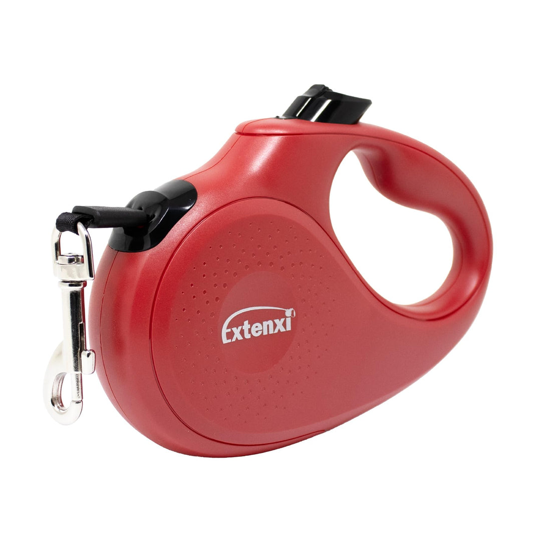Extensi Hundeleine, einziehbar, bis 15 kg, Länge 5 m, Grösse S, ergonomischer und sicherer Griff rot