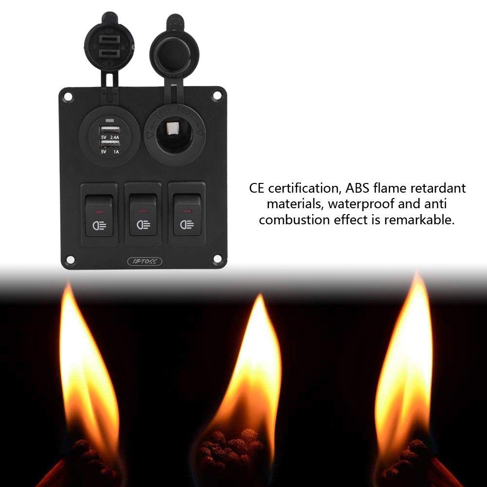 Keenso Auto Boot Wippschalter Panel, Wasserdichte marine LED 3 Gang Wippschalter Schaltpanel + Doppe