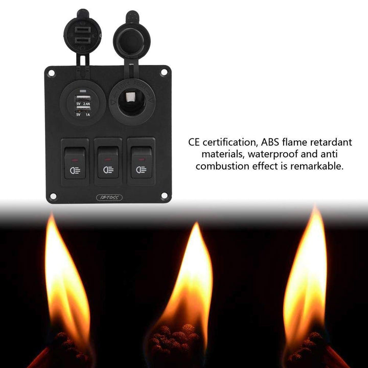 Keenso Auto Boot Wippschalter Panel, Wasserdichte marine LED 3 Gang Wippschalter Schaltpanel + Doppe