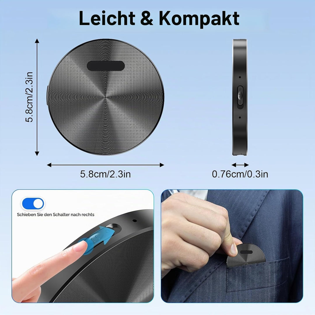 KI Digitales Diktiergerät 64GB – Magnetisches Mini-Aufnahmegerät mit ChatGPT 4o, App-Steuerung, Echt