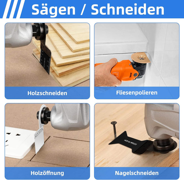 Jerbor 115 tlg Sägeblätter Kit, Multitool Werkzeug Oszillierendes Zubehör Set, Multifunktionswerkzeu