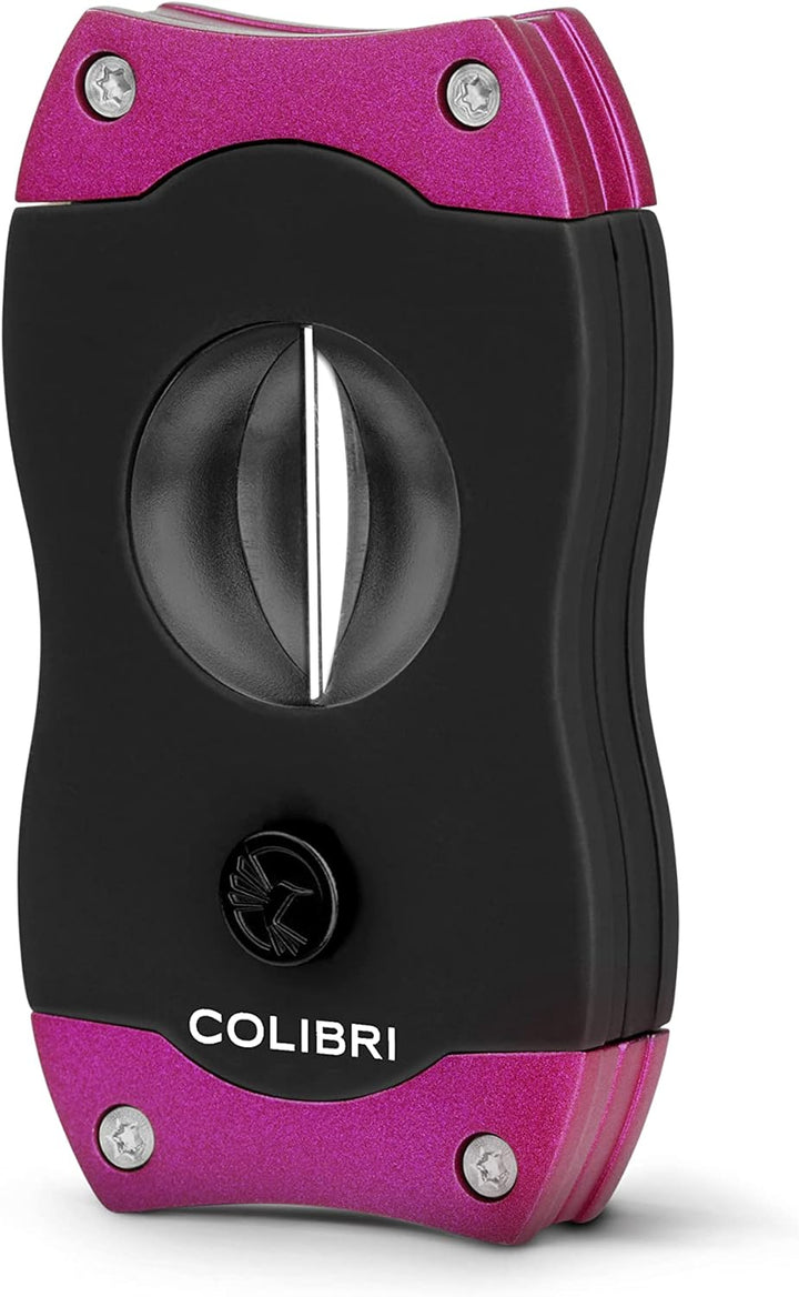 Colibri V-Cut Zigarrenschneider | Schwarz Mit Lilaakzenten |Federauslöser | Tiefer 7mm V-Schnitt | B