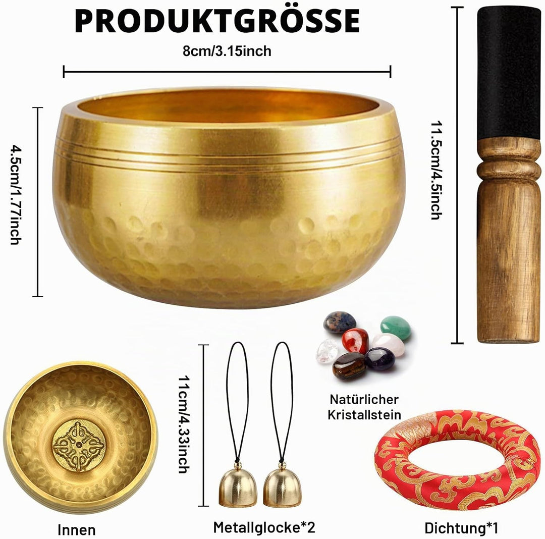 Tibetische Klangschale - Meditationsklangschale,Tibetisches Klangschalen Set,Klangschale Set mit 7-F