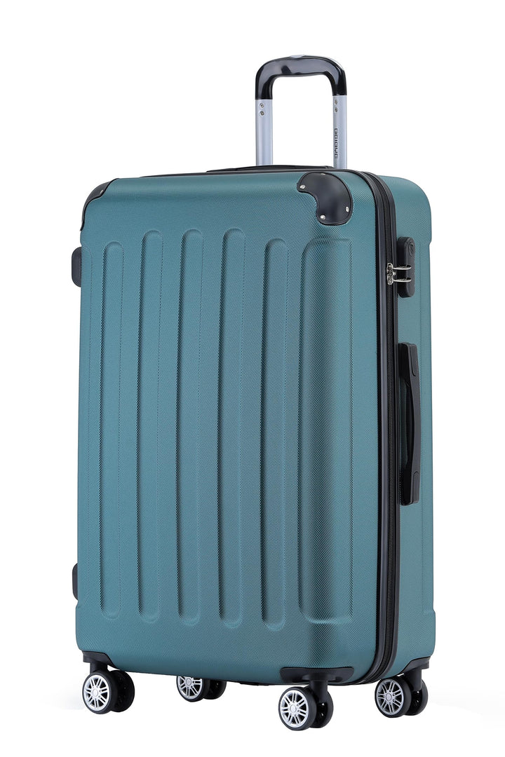 BEIBYE Hartschalen-Koffer Trolley Rollkoffer Reisekoffer Handgepäck 4 Rollen (M-L-XL-Set) (Dunkelgru