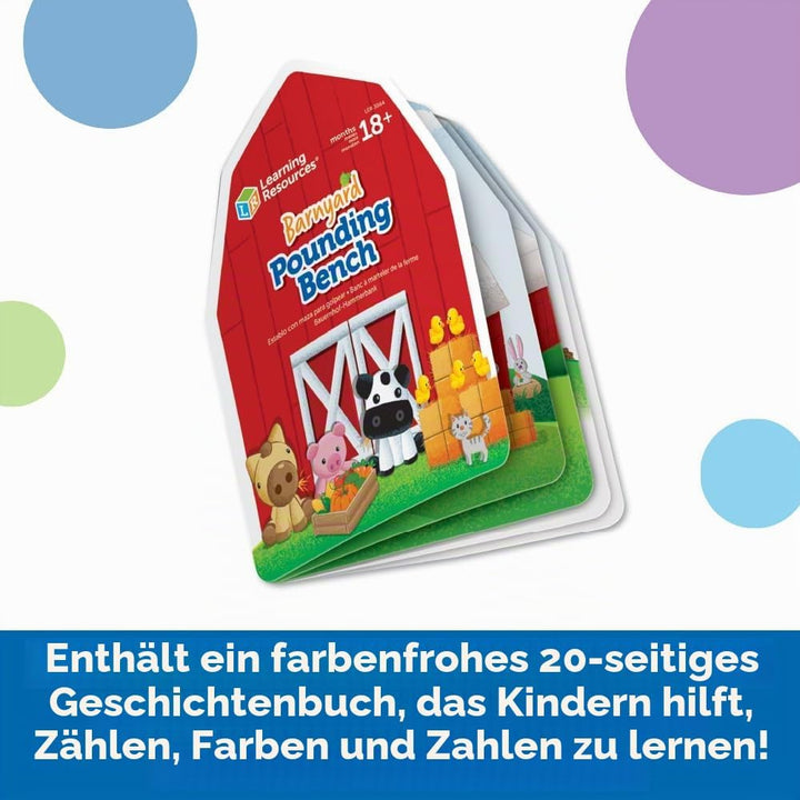 Learning Resources Bauernhof Werkbank, 3 Stück, ab 18 Monate, Spielzeug zum Hämmern & Nageln, Vorsch