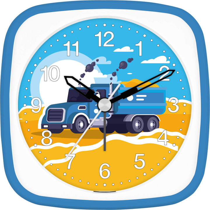 Eurotime Wecker Jungen Baustelle Ladeflächen LKW, Kinderwecker, Blau, Kunststoffgehäuse und Kunststo