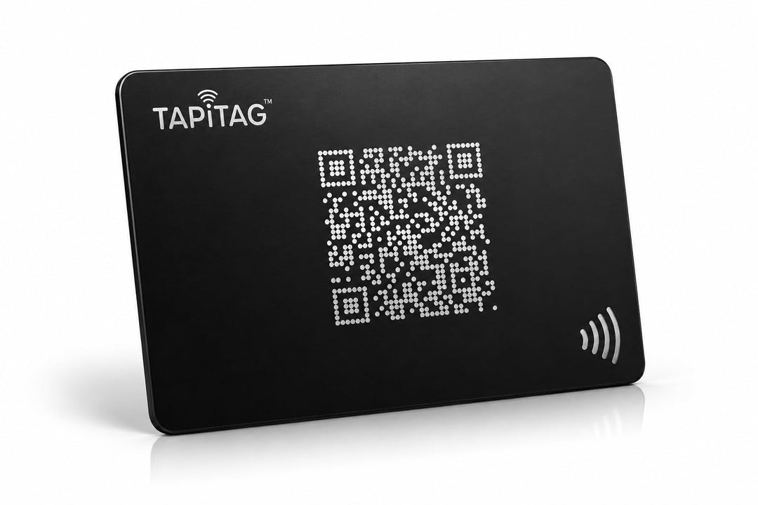 TAPiTAG Digitale Visitenkarte Metall NFC Tag + QR (schwarz), Schwarz