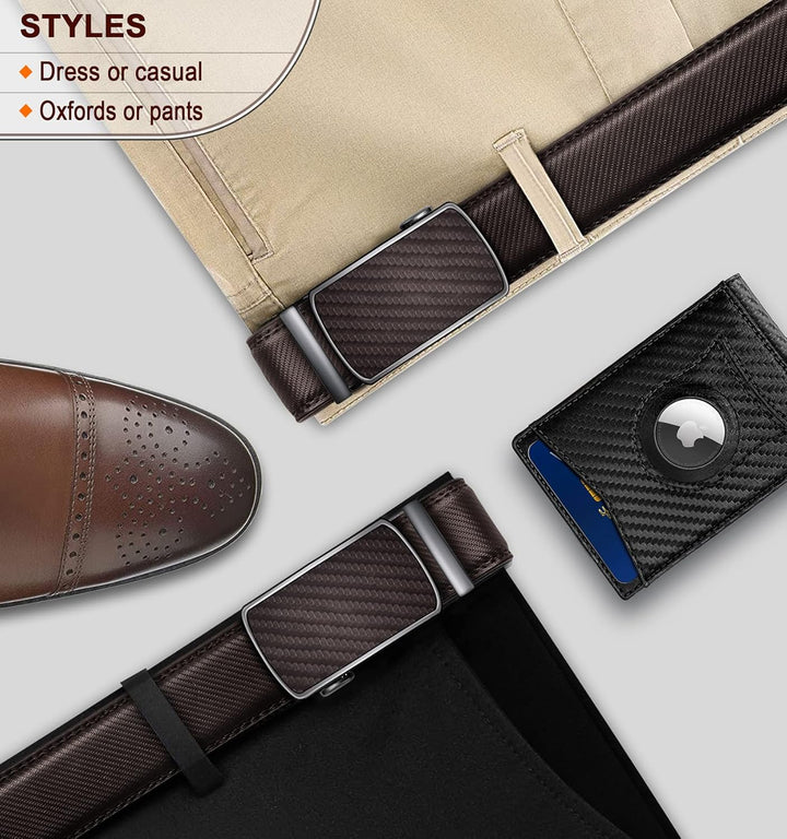 BULLIANT Gürtel Herren, Gürtel Ratsche Ledergürtel Automatikschliesse für Herren Anzug Business Klei