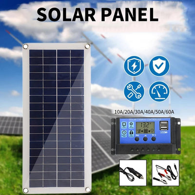 Aumotop Flexible Solarpanel Kit 300W 12V 24V Schaltbar, Komplettanlage Photovoltaik Panel mit Kabel