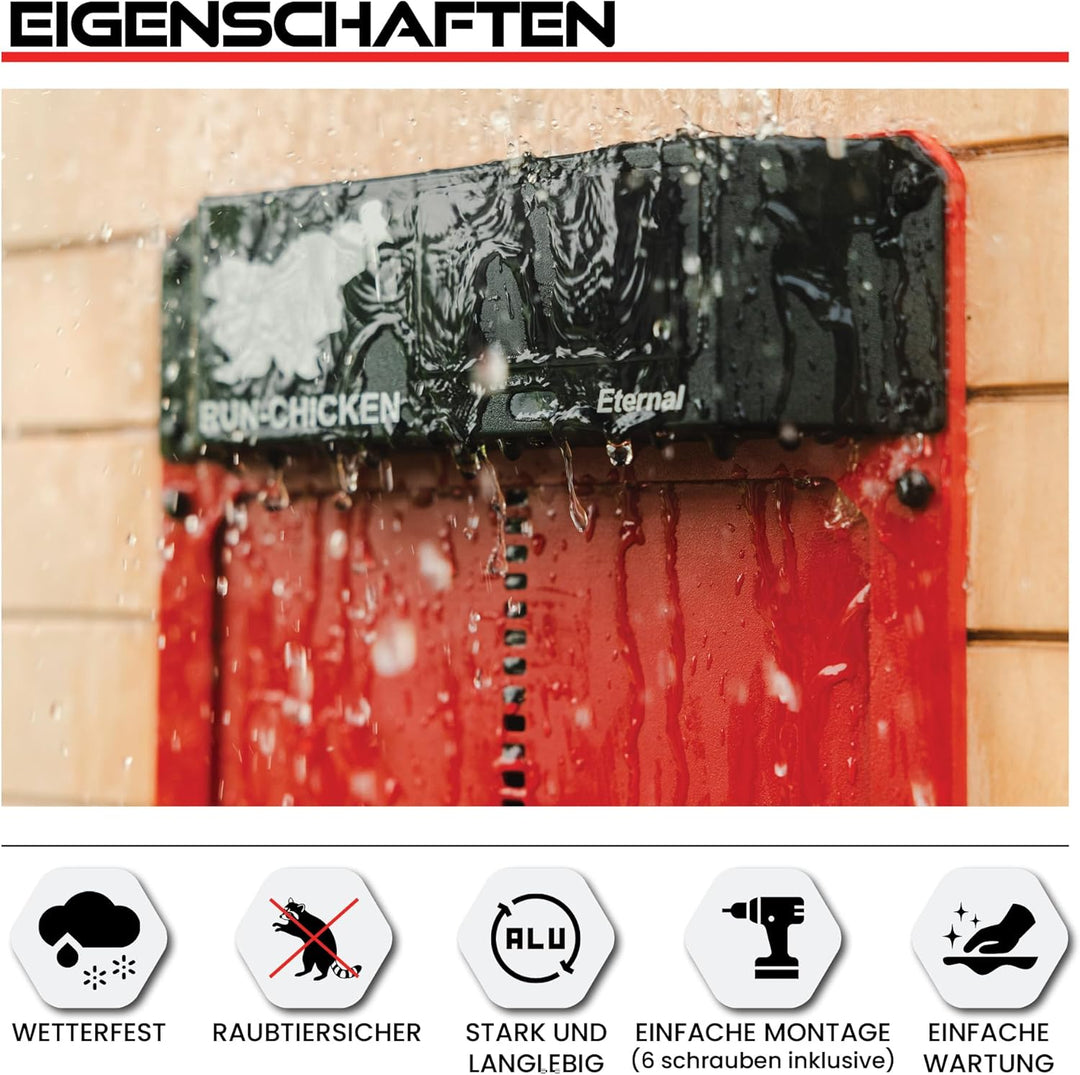 Run-Chicken Tür (rot) Solar Hühnerstall Tür, batteriebetriebene automatische Hühnerstalltür, program