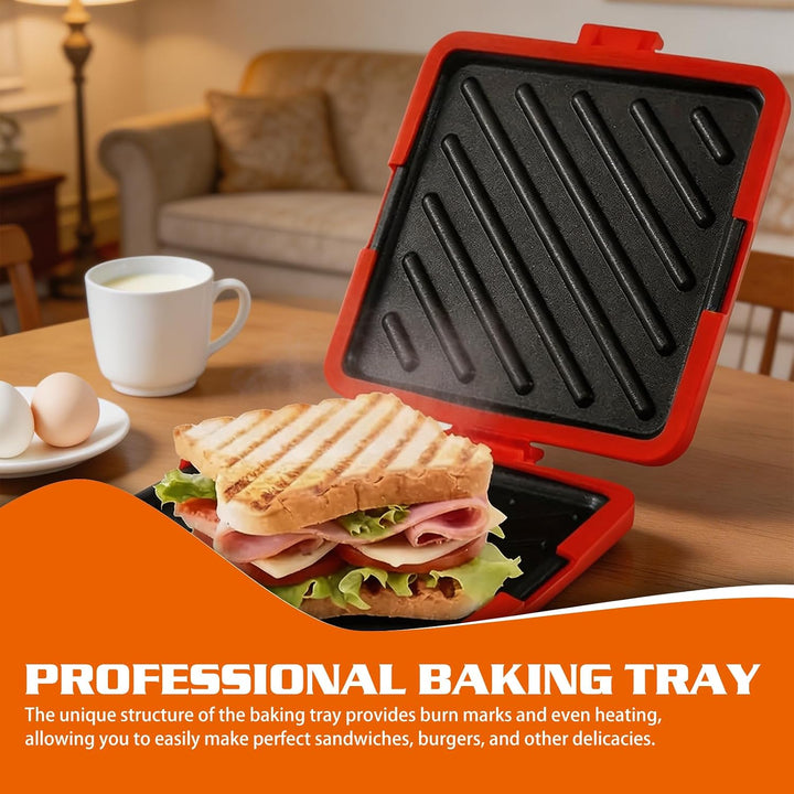 Sandwichmaker Mikrowellen, Silikon Sandwichtoaster 16 cm, Sandwich Maker Mit Buttermesser, Presse 3