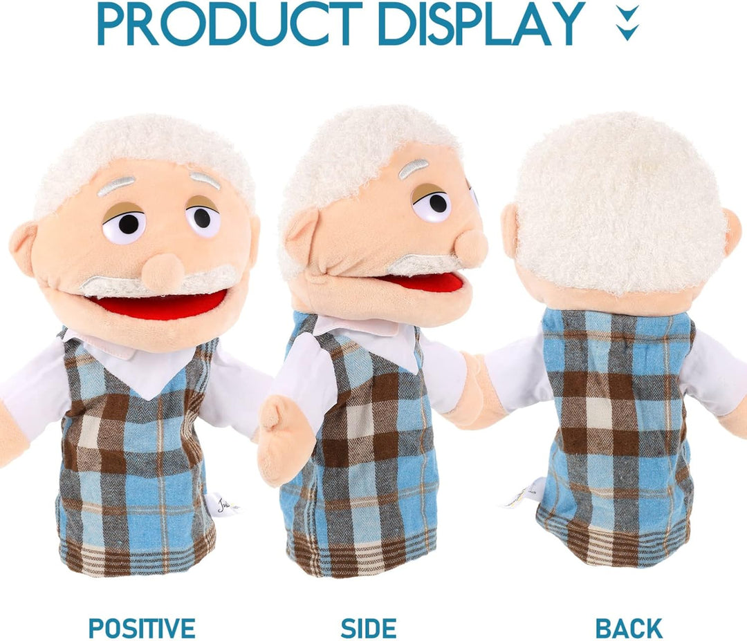 Toddmomy Kreative Handpuppe Opa Mit Beweglichem Mund Lebensartiges Handspielzeug Für Kinder Plüsch H