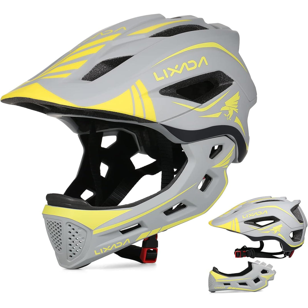Lixada Fahrradhelm Kinder Helm Fullface Abnehmbar Unisex 52-58cm Children's Helmet 2-In-1 Integrated
