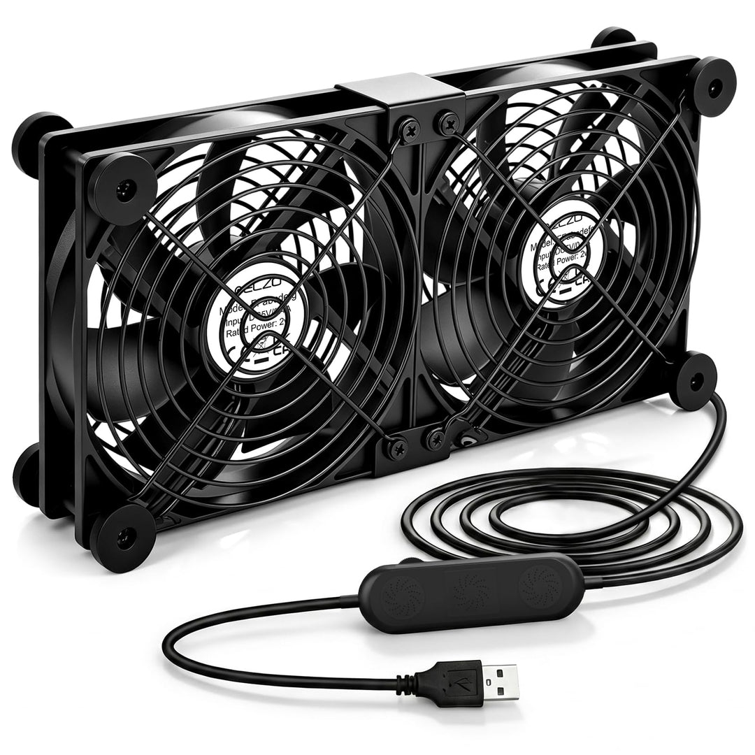 ELZO USB Ventilator, USB PC Lüfter 120mm 5V mit Stufenlose Geschwindigkeitsregelung, Leise Mini Tisc