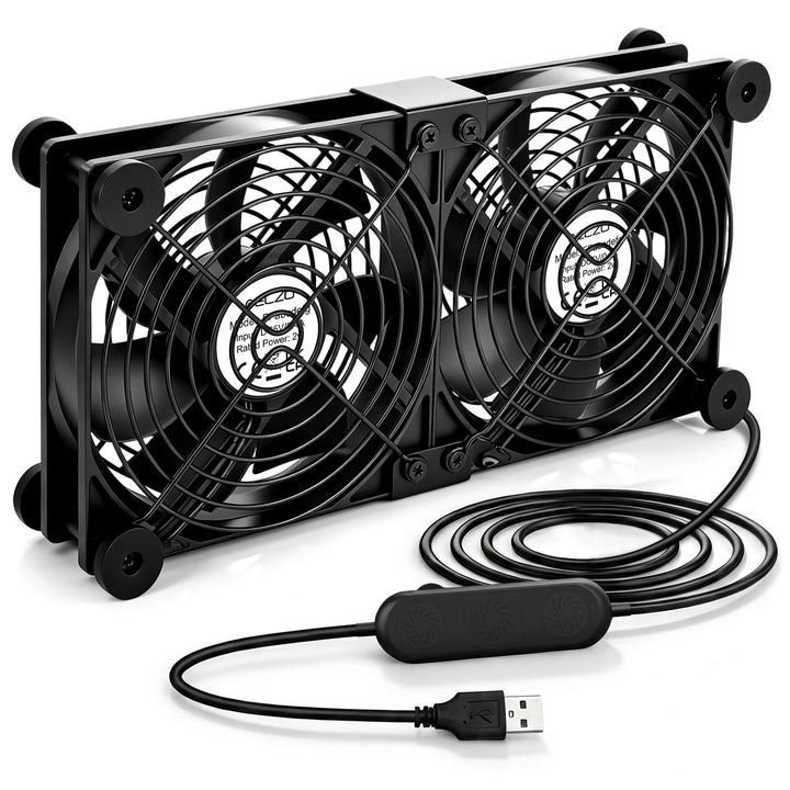 ELZO USB Ventilator, USB PC Lüfter 120mm 5V mit Stufenlose Geschwindigkeitsregelung, Leise Mini Tisc