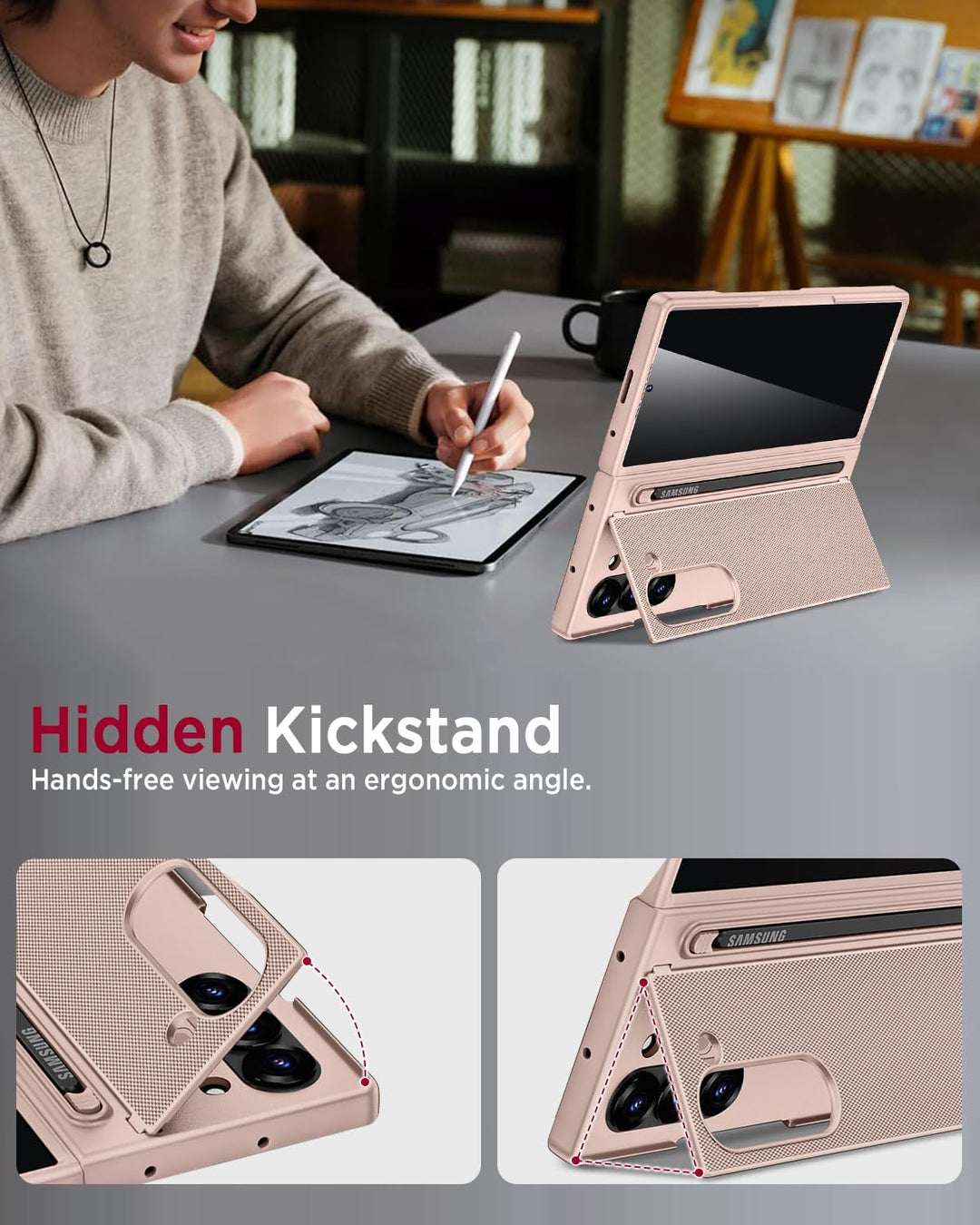 Miimall Kompatibel mit Samsung Galaxy Z Fold 7 Hülle mit S-Pen Holder, [Anti-SPY Displayschutz] Ultr